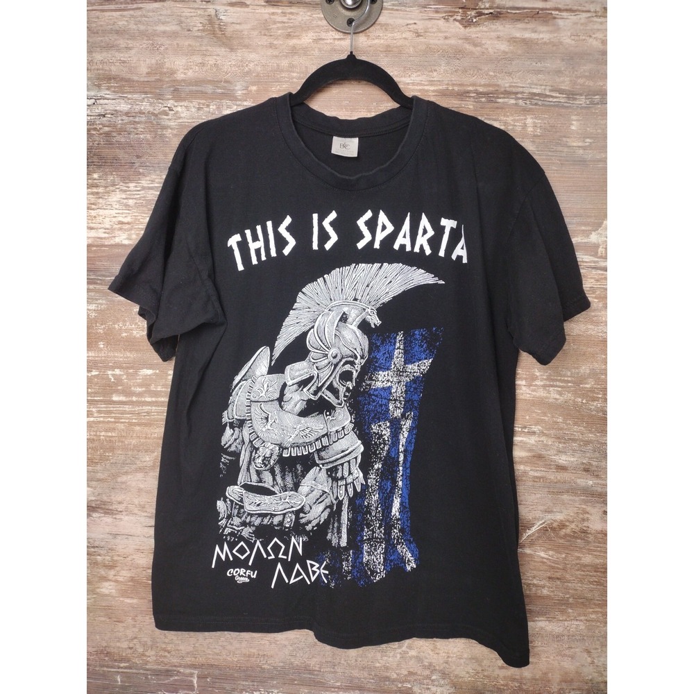 B&C Collection This Is Sparta Graphic Short Sleeve Tee Black Size L